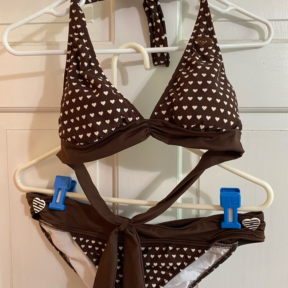 Brown polka dot Roxy two piece